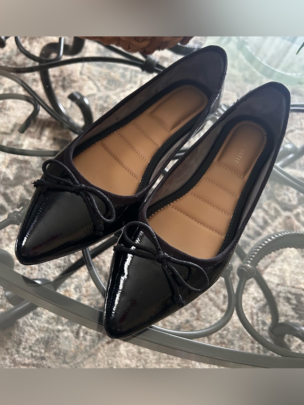 Kelly & Katie "Abby" Black Patent Pointed-Toe Ballet Flats